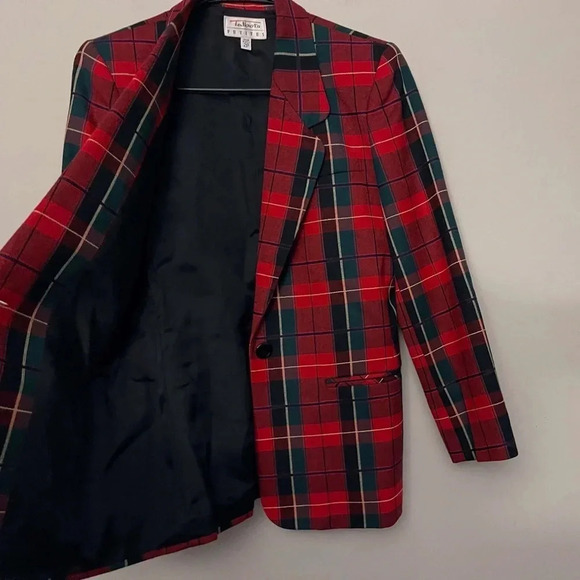 Talbots vintage plaid blazer holiday preppy Christmas Academia petite relaxedfit - Picture 5 of 9